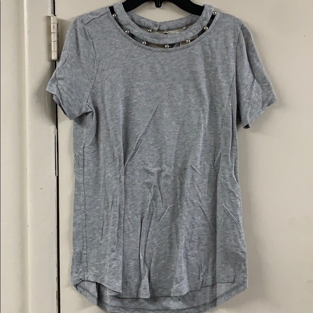 Michael Kors gray top with beaded collar